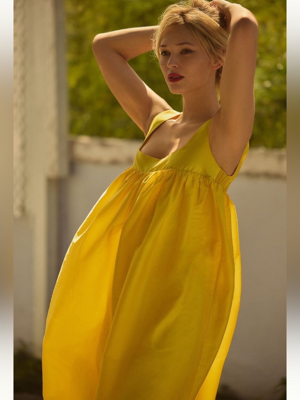 Anthropologie Sunny Yellow Maxi Babydoll Dress